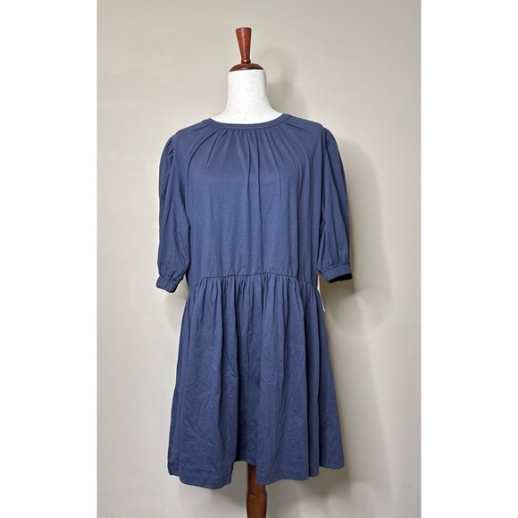 Summersalt The Luxe Pima Puff Sleeve Mini Dress Midnight Blue Size Large - Picture 2 of 7